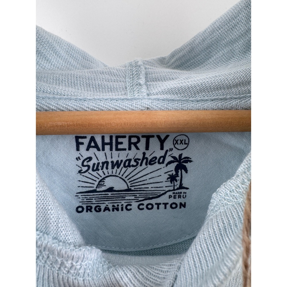 Faherty Sunwashed Slub Hoodie Mens XXL Sky Surf Stripe Organic Cotton NWT - Picture 2 of 7